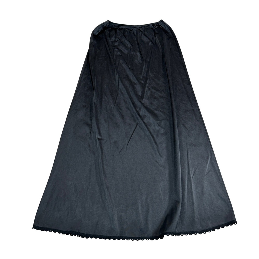 Vintage JCPenney Black Antron Nylon Half Slip Skirt Lace Trim Medium 3835